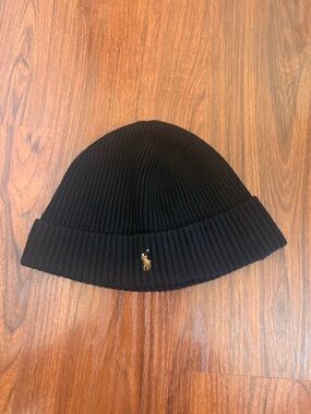 Polo by Ralph Lauren Black Ribbed Knit Beanie